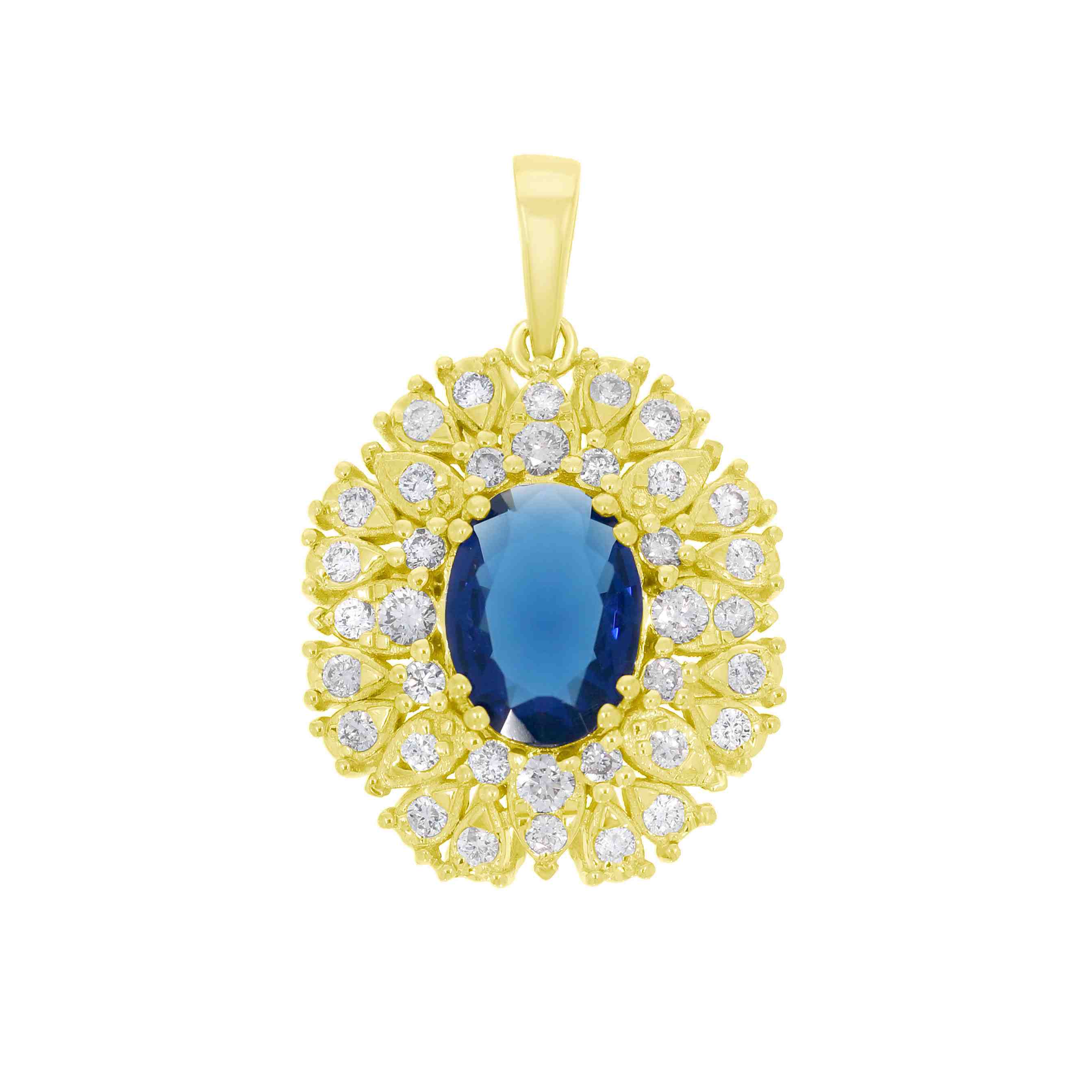 Halo Blue Sapphire And Diamond Pendant LR11792APD